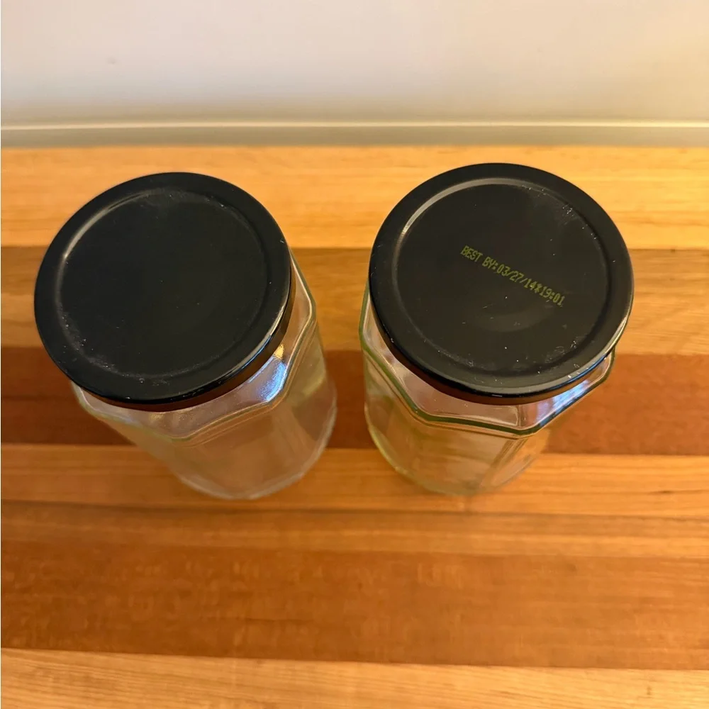 8-sided glass jars with lids set of 2